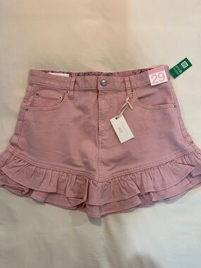 Gap X LoveShackFancy Women’s Pink Ruffle Denim Skirt